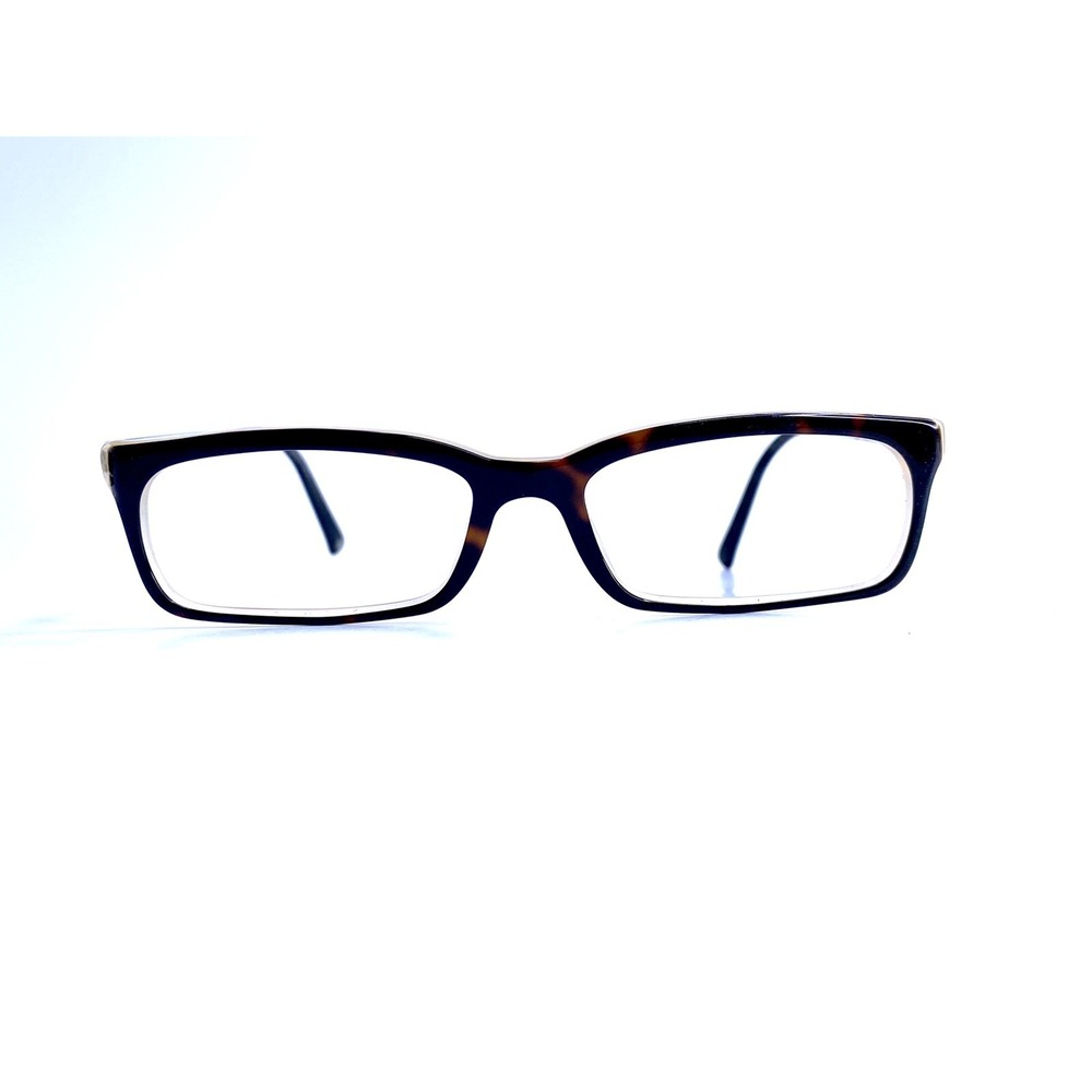 Versace Brown Tortoise Rectangular Eyeglasses Silver Temple Italy MOD 3073 588